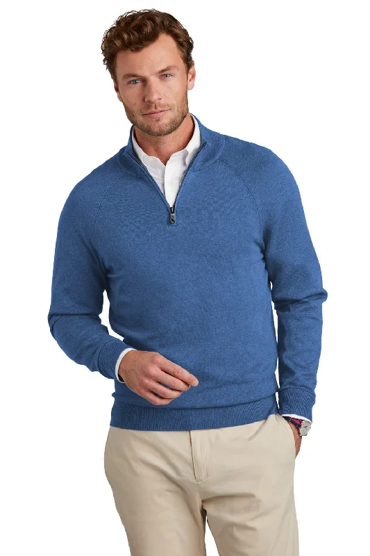 Price Drop Alert Brooks Brothers Mens Long Sleeve 1/4 Zip Sweater - Heather Charter Blue
