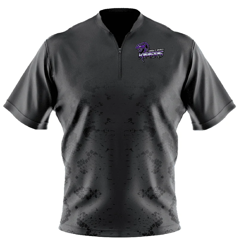 Super Bargain Vipers Short Sleeve Quarter Zip - Charcoal