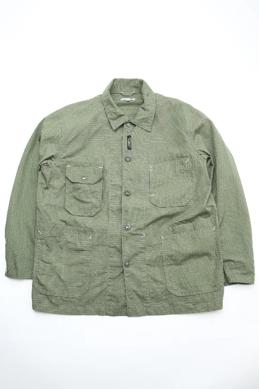 Savings Event Engineered Garments X Totem FU Over Coverall Jacket - Olive Cotton Ripstop