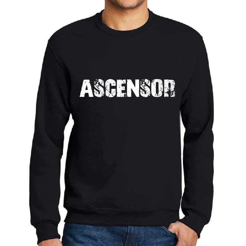 Crazy Deals Men's Printed Graphic Sweatshirt Popular Words ASCENSOR Deep Black