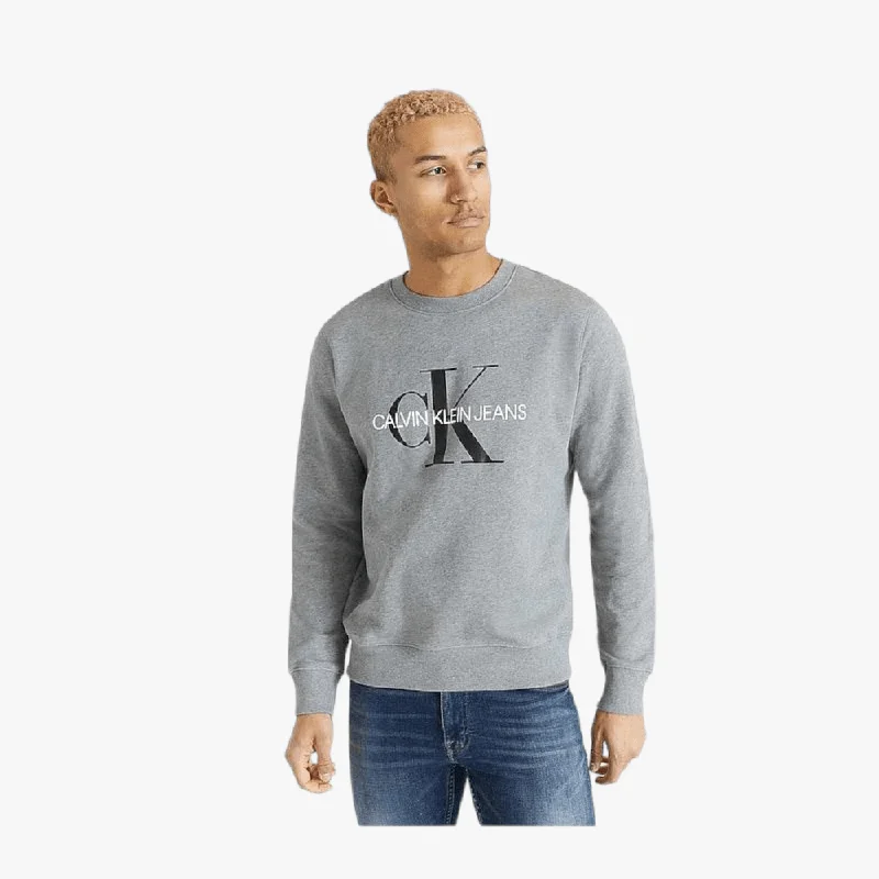 Inventory Reduction Calvin Klein Mens Iconic Mogram Crew Sweater Grey Heather