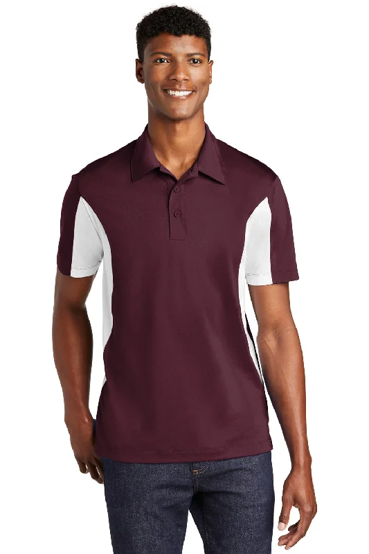 Seasonal Clearance Sport-Tek Mens Sport-Wick Moisture Wicking Short Sleeve Polo Shirt - Maroon/White Seasonal Clearance Sport-Tek Mens Sport-Wick Moisture Wicking Short Sleeve Polo Shirt - Maroon/White
