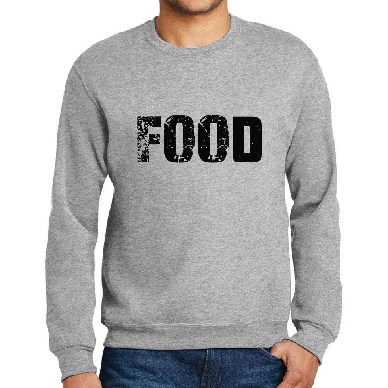 Blowout Deals Men's Printed Graphic Sweatshirt Popular Words FOOD Grey Marl