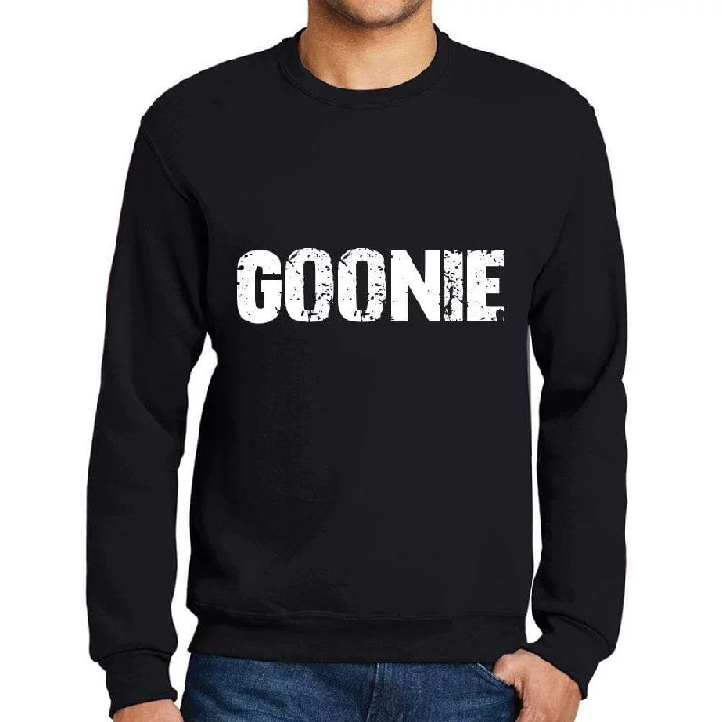 Must-Have Deals Men's Printed Graphic Sweatshirt Popular Words GOONIE Deep Black