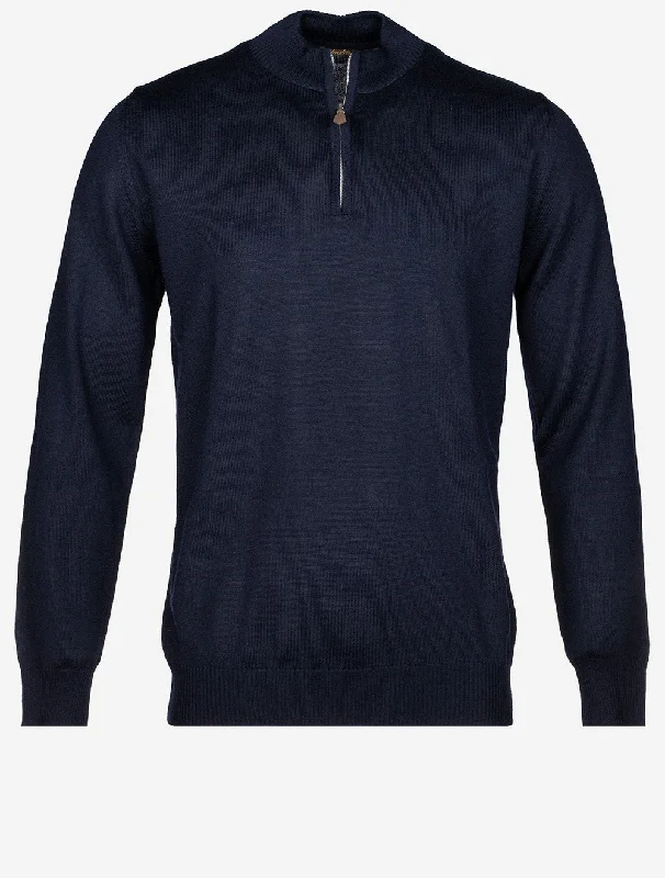 Special Discount Stenstroms Strickpullover mit halbem Reißverschluss aus Merinowolle, Marineblau