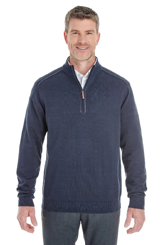 Special Price Devon & Jones Mens Manchester Jersey 1/4 Zip Sweater - Navy Blue - Closeout