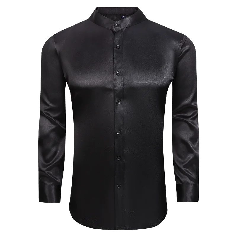 Great Bargains Satin Banded Collar Solid - Black