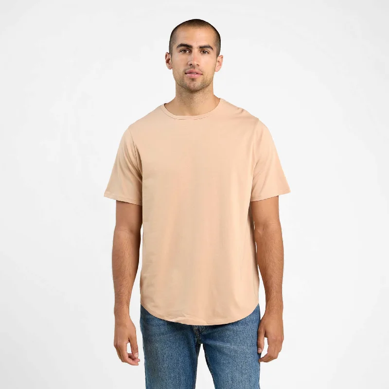 Price Slash Short Sleeve Curved Hem T-Shirt | Sand