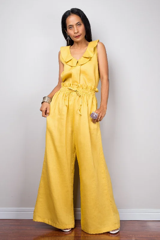 Weekend Bargains to Indulge In Yellow linen wide leg palazzo pants