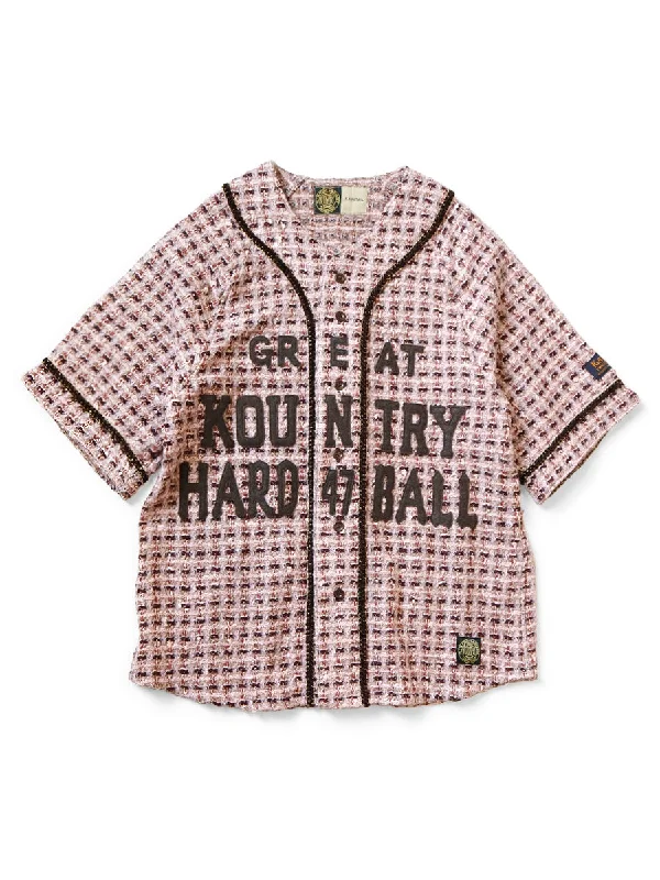 Hurry Up Kapital - Fancy Tweed GREAT KOUNTRY Baseball Shirt - Pink