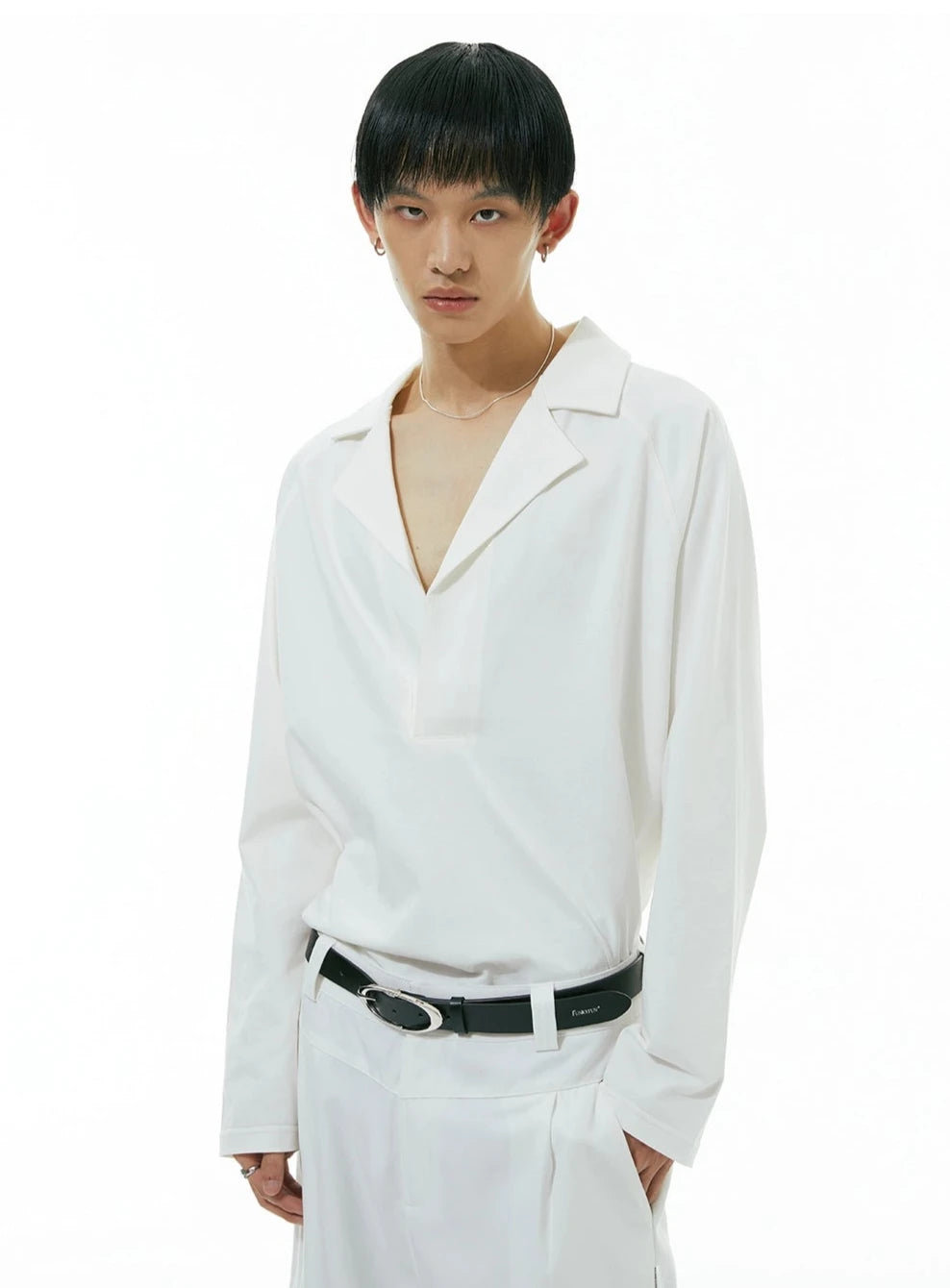 Amazing Value Camp-Collar V-Neck Long Sleeve Shirt