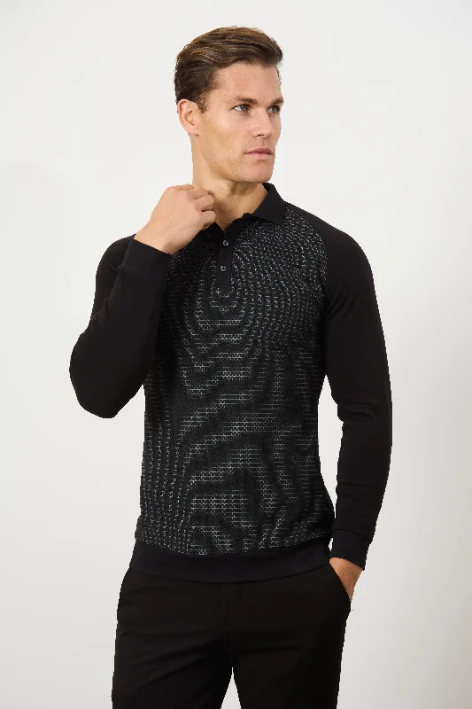 Price Smash Geo Polo Shirt in Black