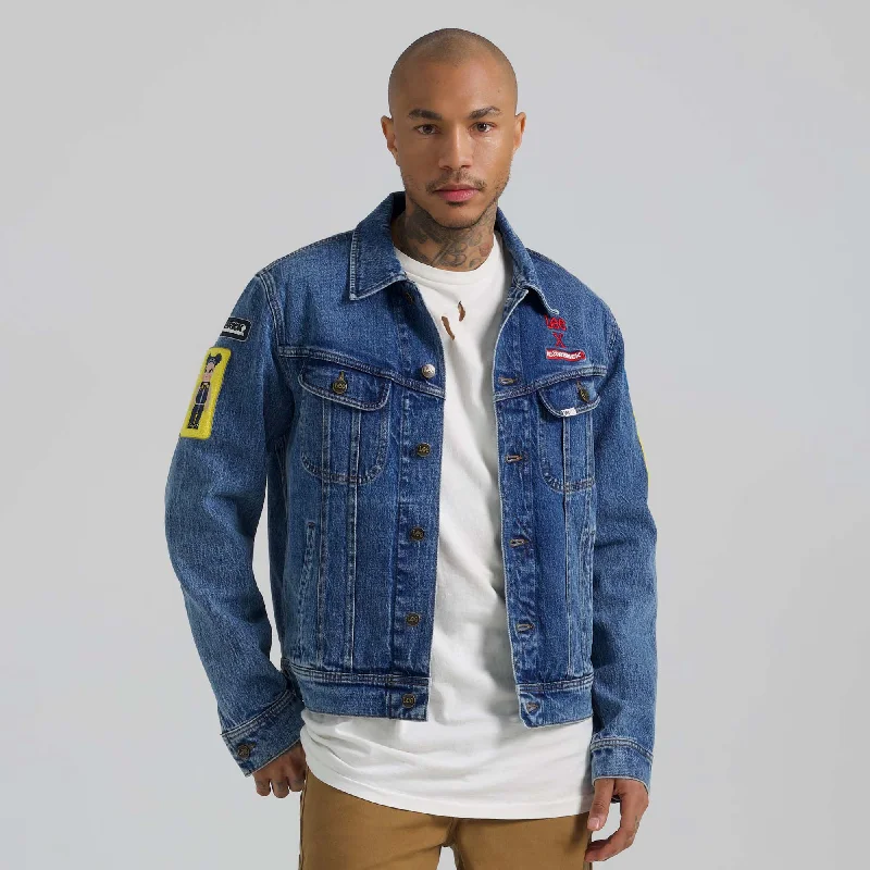 Weekend Discounts to Grab MEN'S Lee X BE@RBRICK Patchwork Rider Denim Jacket