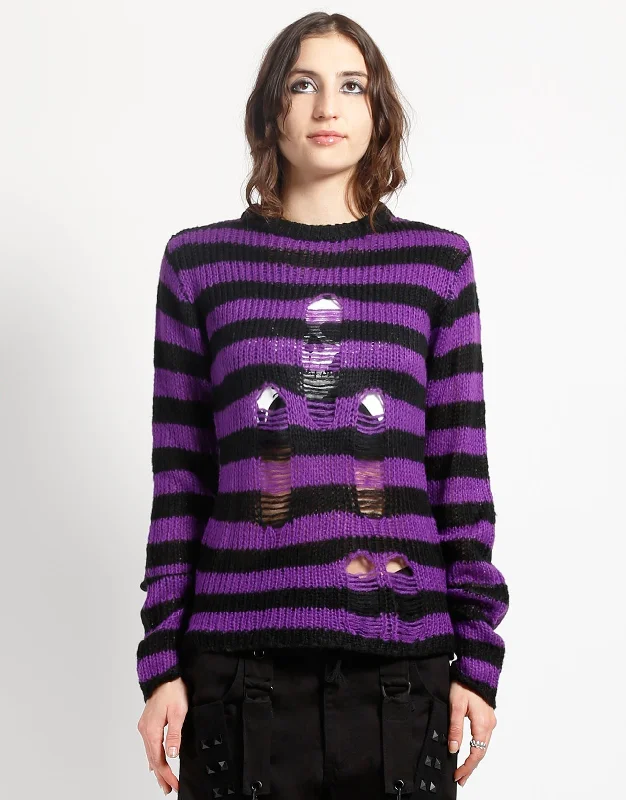 Flash Sale RAG STRIPE SWEATER PURPLE