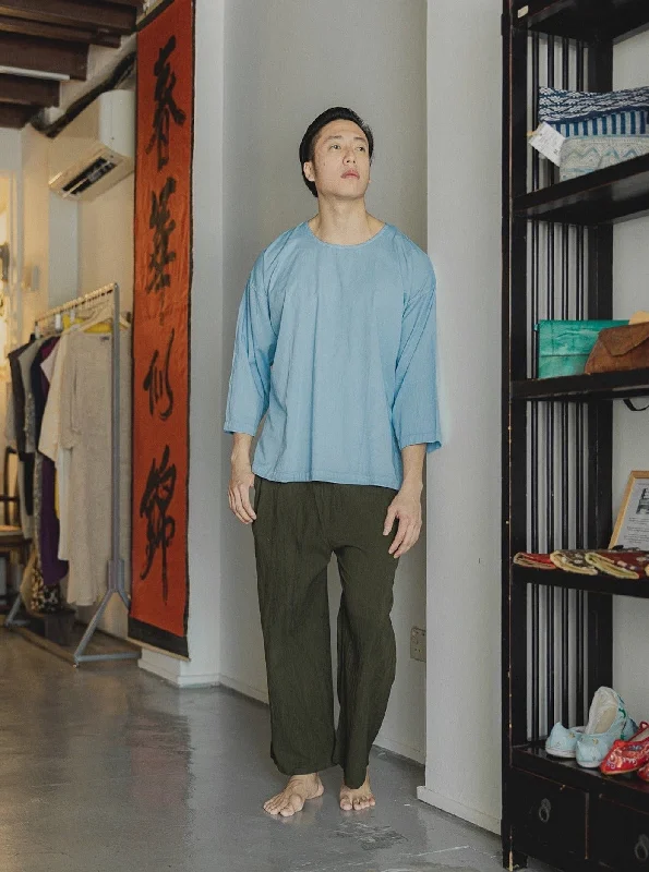Closeout Hand-dyed Long Sleeve Top (Light Blue)