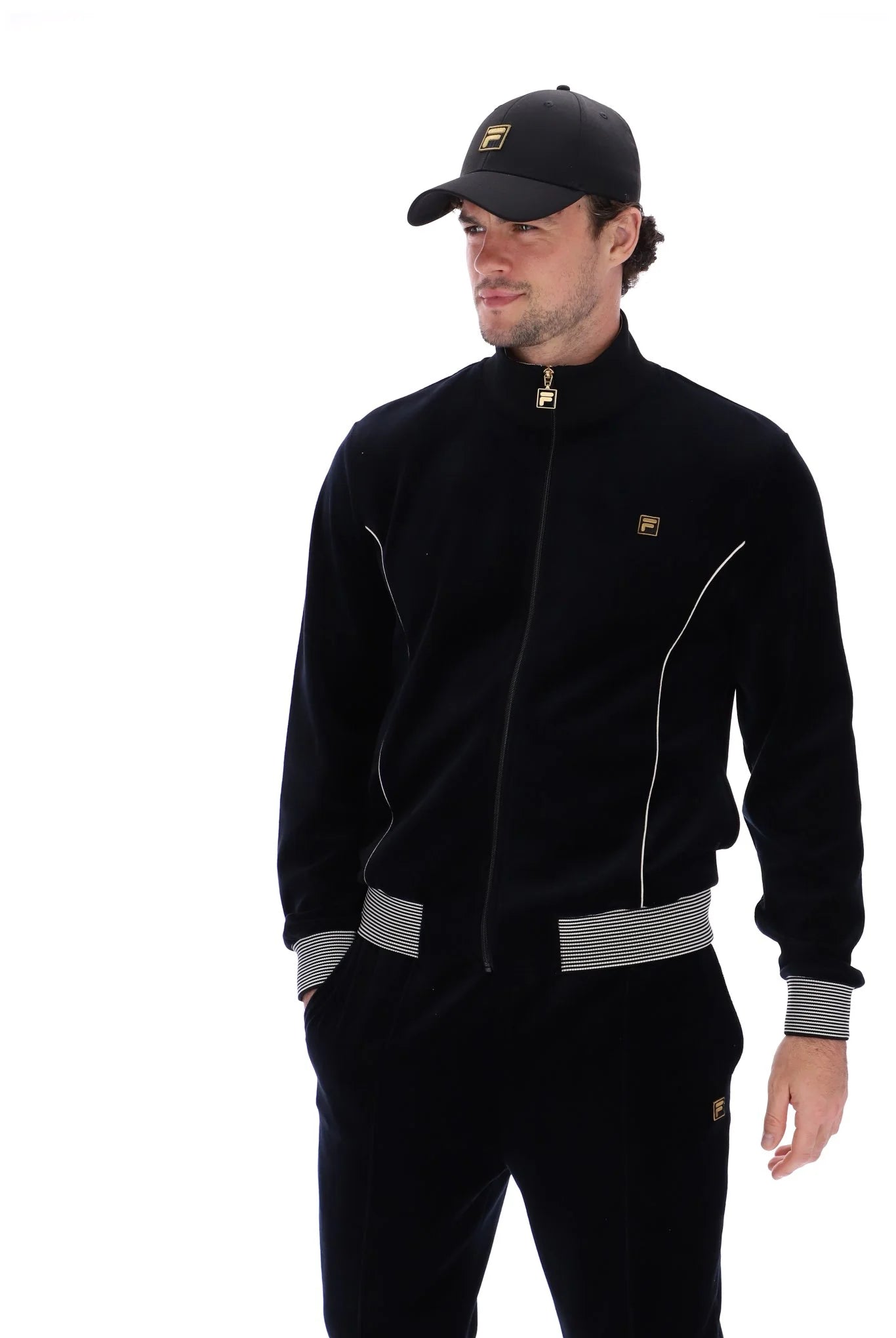 Price Drop Fila Vintage Men's Bosa Velour Track Top Black