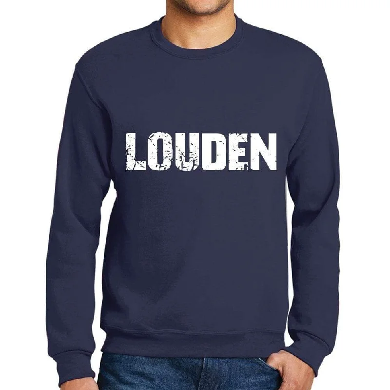 Final Clearance Men's Printed Graphic Sweatshirt Popular Words LOUDEN French Navy
