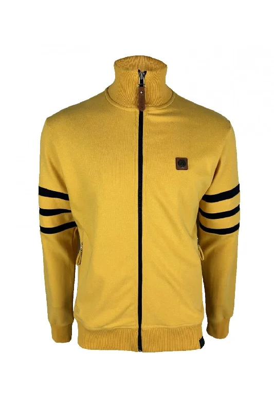 Online Exclusive Trojan Records Men's TR8851 Stripe Sleeve Track Top Mustard Yellow