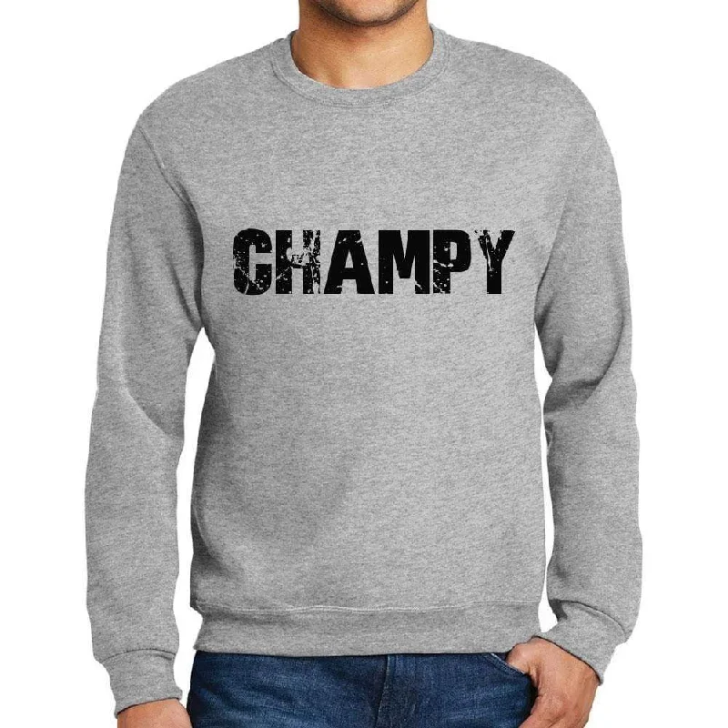 New Markdowns Men's Printed Graphic Sweatshirt Popular Words CHAMPY Grey Marl