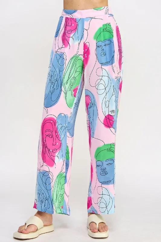 The Best Prices Printed Wide Leg Pant With Elastic Back