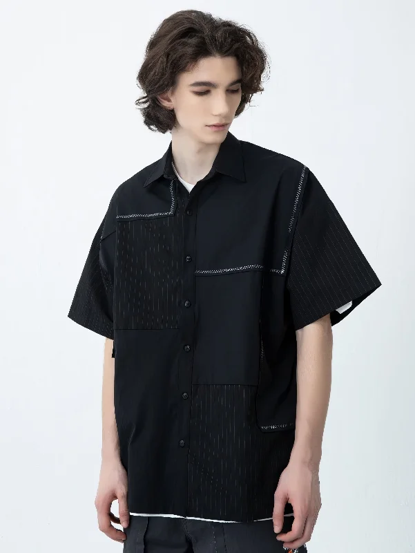 Weekend Offers That Amaze Contrast Stitching Striped Oversized Shirt
