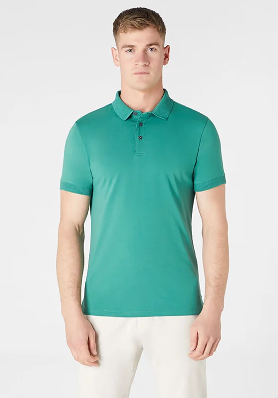 The Best Prices Remus Oumo Tapered Fit Ribbed Collar Polo Shirt, Forest Green