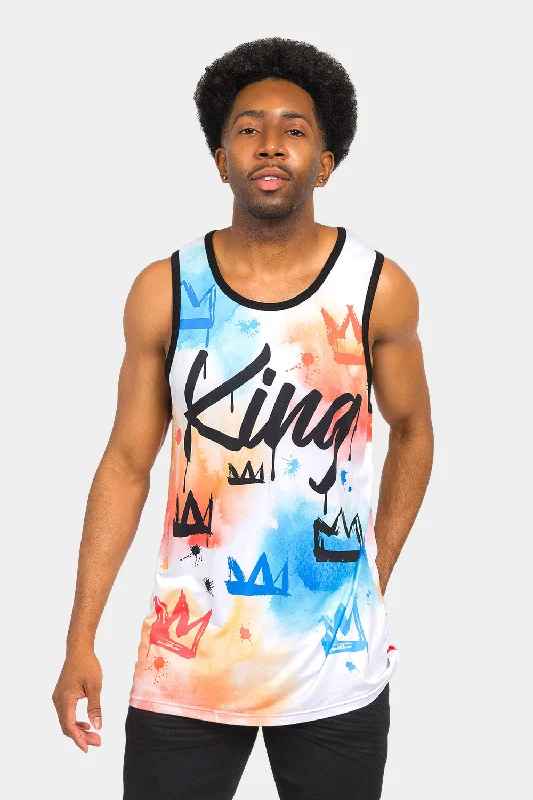 Can't Be Beat Paint Wash Crowned King Tank Top