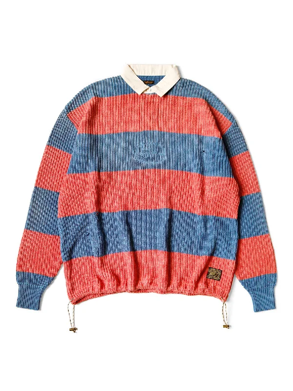 Weekend-Only Price Drops Kapital 5G Cotton Knit RUGGER Shirt - Sax x Red