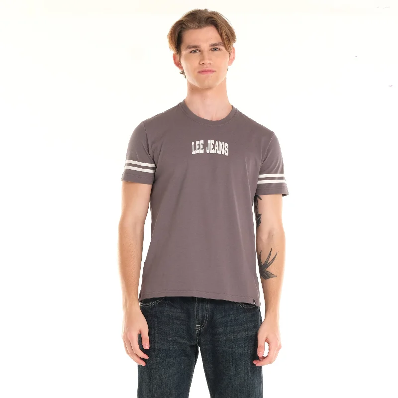 Weekend Shopping Extravaganza MENS' BASIC LOGO TEE WITH STRIPES ON SLEEVES