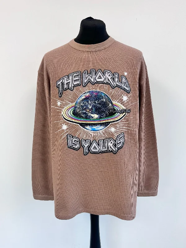 Online Deal Brown Waffle Heavyweight Planet Long Sleeve.