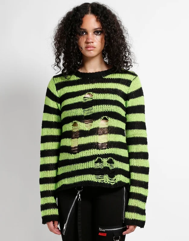 Value Deals RAG STRIPE SWEATER LIME