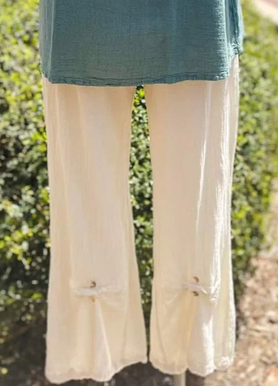 Weekend Discounts to Celebrate Bebe Cotton Gauze Pant with Button Details