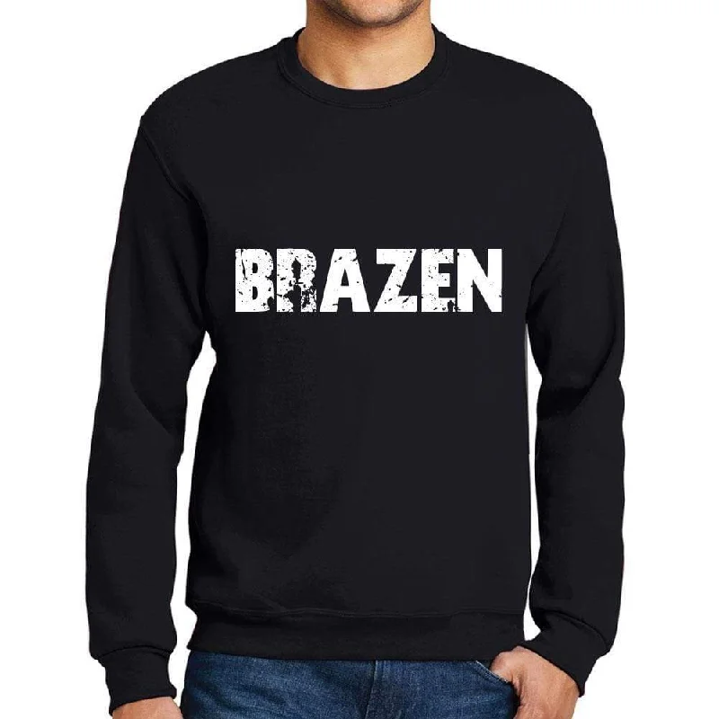Buy Today Men's Printed Graphic Sweatshirt Popular Words BRAZEN Deep Black