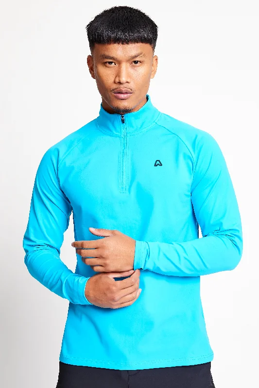 Great Deal Slim Fit 1/4 Zip Top - Ocean Blue