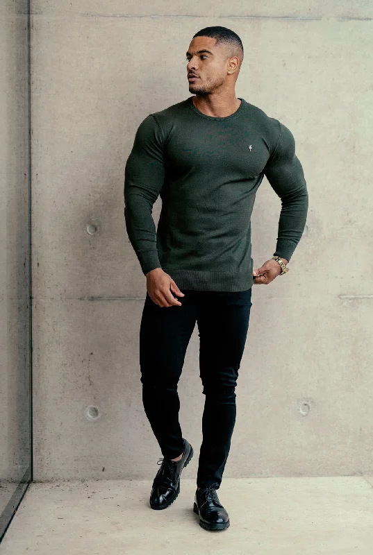 Amazing Value Father Sons Classic Khaki Crew Neck Knitted Jumper with Gunmetal Emblem - FSH671 Amazing Value Father Sons Classic Khaki Crew Neck Knitted Jumper with Gunmetal Emblem - FSH671