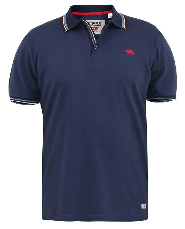 Anniversary Sale D555 Men's BENJAMIN 1-Pique Polo, Chest Embroidery & Contrast Colour Tipping-Navy, 3XL to 6XL