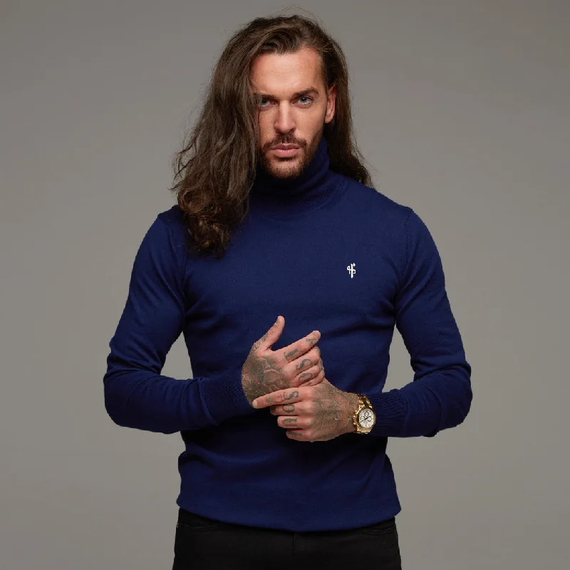 Shop Now Father Sons Classic Navy Roll Neck Knitted Jumper (White Emblem) - FSH082