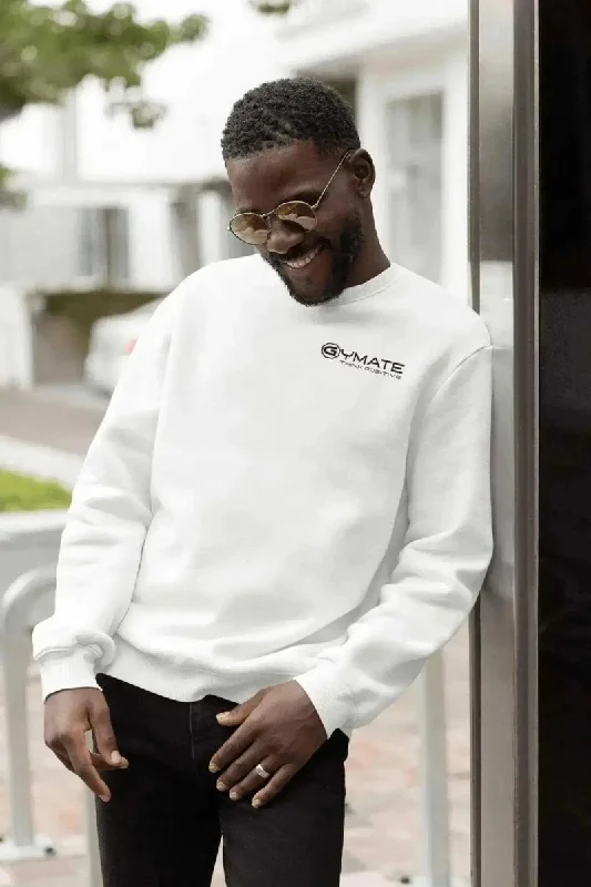 Bargain Bin Mens Sweatshirt Chest 'Think Positive' [White]