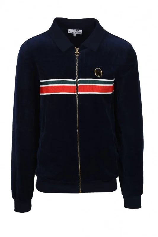 New Markdowns Sergio Tacchini Men's Spencer Velour Track Top Maritime Blue