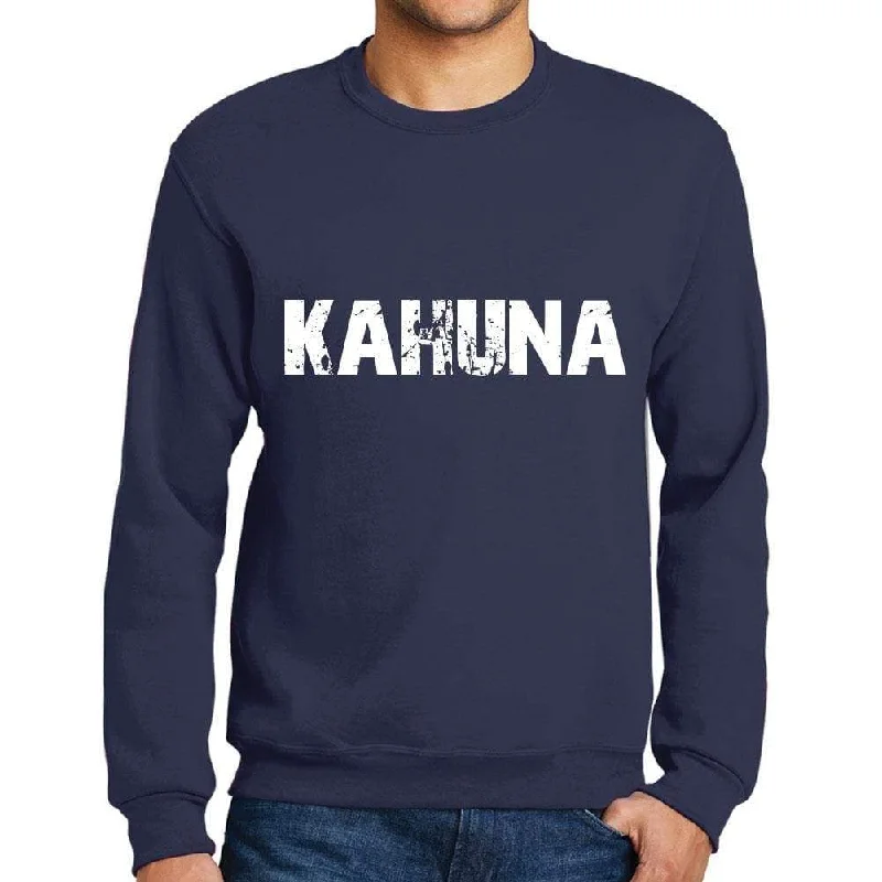 Bargain Prices Men's Printed Graphic Sweatshirt Popular Words KAHUNA French Navy