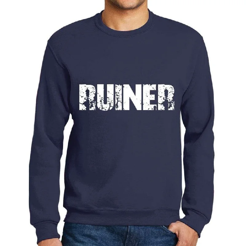 Discount Mania Men's Printed Graphic Sweatshirt Popular Words RUINER French Navy