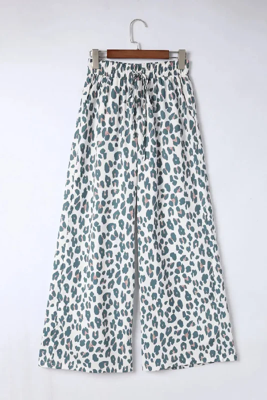 Weekend Wonders Await! Leopard Drawstring Waist Culottes