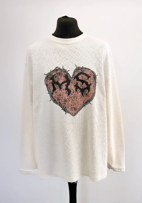Instant Savings Cream Waffle Heavyweight Balloon Long Sleeve T-shirt.