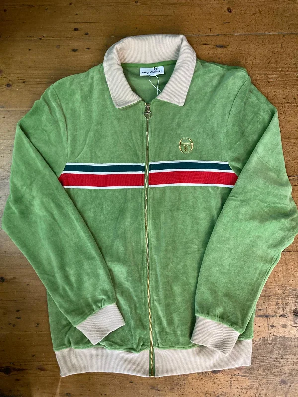 New Deals Sergio Tacchini Men's Spencer Velour Track Top Pelican Piquant Green