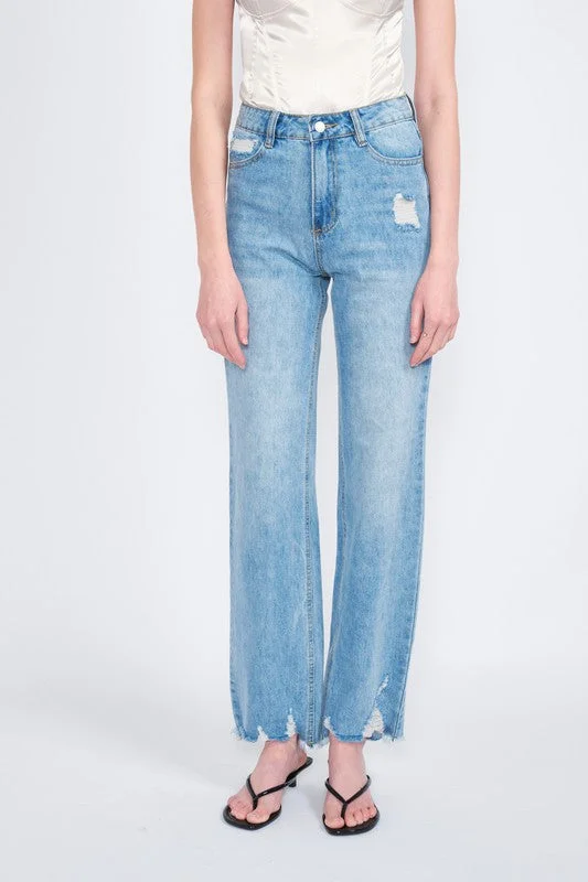 Weekend Discounts to Delight Emory Park High Waisted Straight Leg Denim Jeans