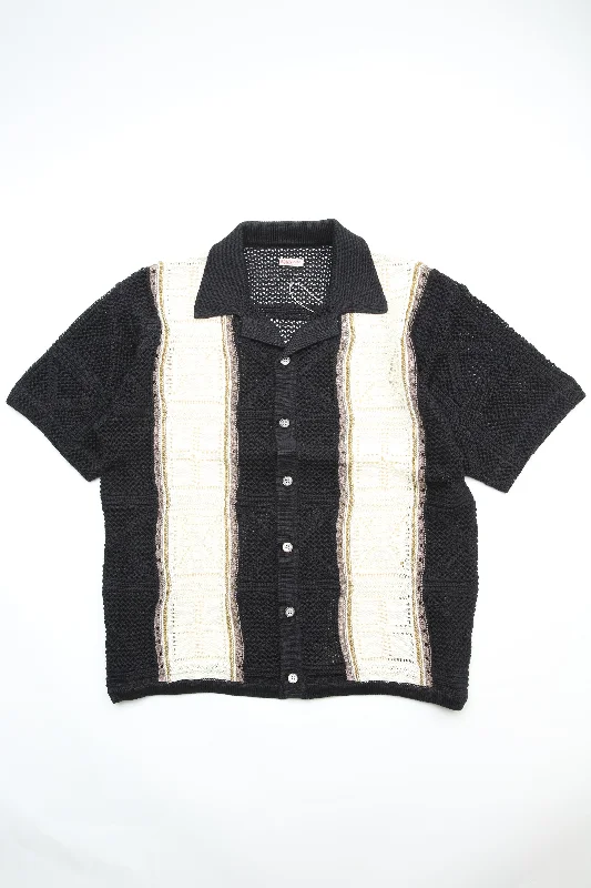 Weekend Offers That Shine Kapital 7G Crochet Knit TENNESSEE Aloha Polo - Black