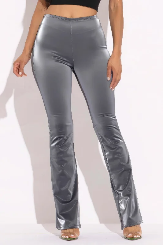 Year-End Deals Velvet Pu Flared Pants