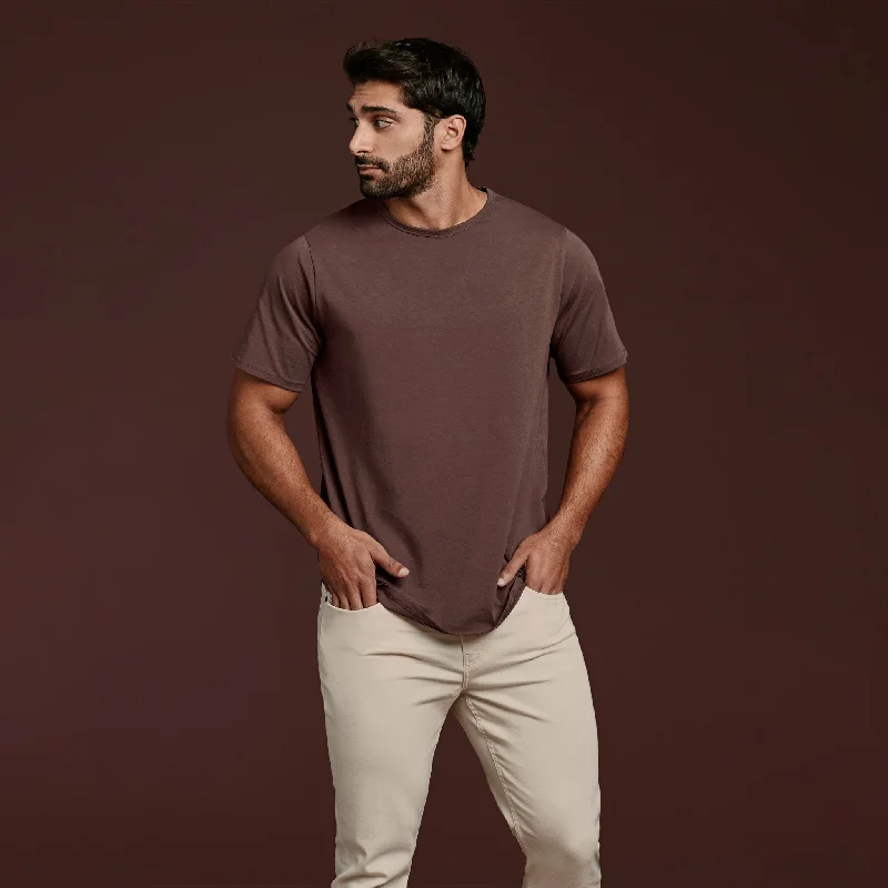 Weekend Specials to Enjoy Short Sleeve Curved Hem T-Shirt | Coffee