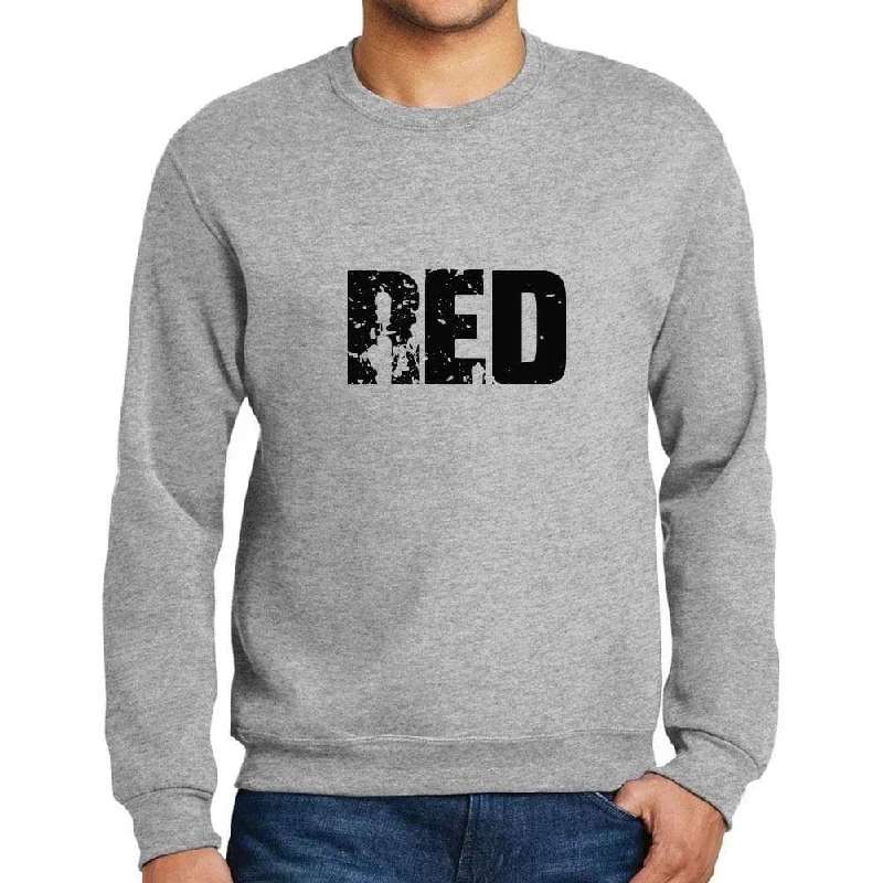 Weekend Offers That Shine Men's Printed Graphic Sweatshirt Popular Words RED Grey Marl Weekend Offers That Shine Men's Printed Graphic Sweatshirt Popular Words RED Grey Marl