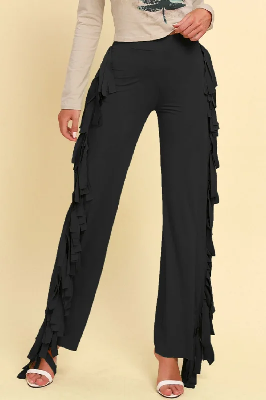Weekend Specials to Indulge In Fringe Trim Wide Leg Pants